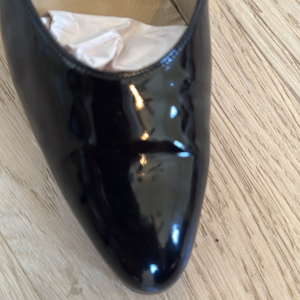Salvatore Ferragamo Womens Sz 7 4A Black Patent Leather Slingback Clear Strap - Picture 11 of 16